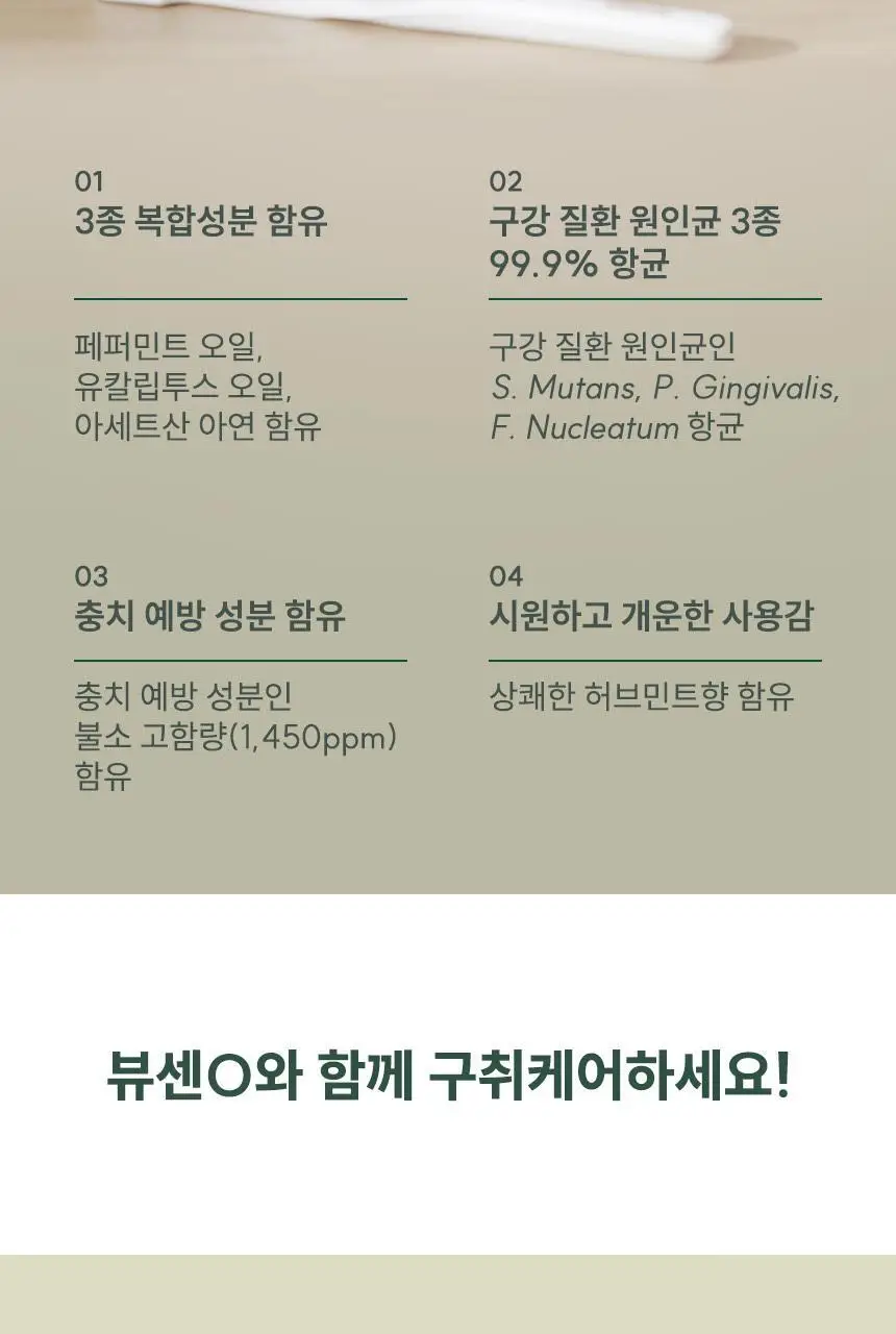 [대용량] 뷰센C 충치치약, 뷰센O 구취치약, 뷰센28 미백제 4개입 상세페이지 25